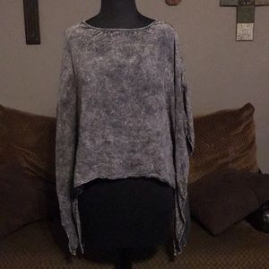 Acid Washed Black Bead Poncho Top
